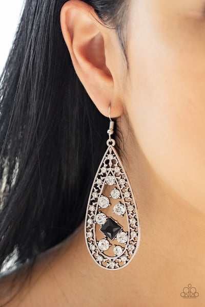Earrings Drop-Dead Dazzle - Black