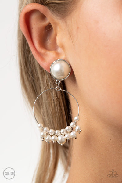 Earrings Seize Your Moment - White Clip-on