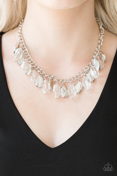 Necklace Fringe Fabulous - White and silver