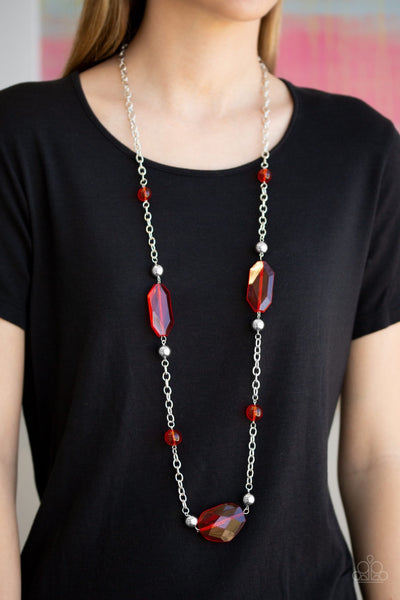 Necklace Crystal Charm - Red