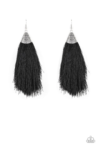 Earrings Tassel Temptress - Black