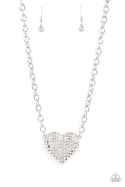 Necklace Heartbreakingly Blingy - White