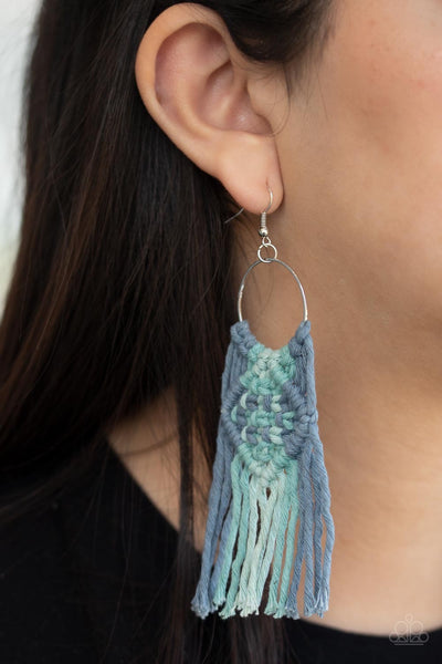 Earrings Macrame Rainbow - Blue