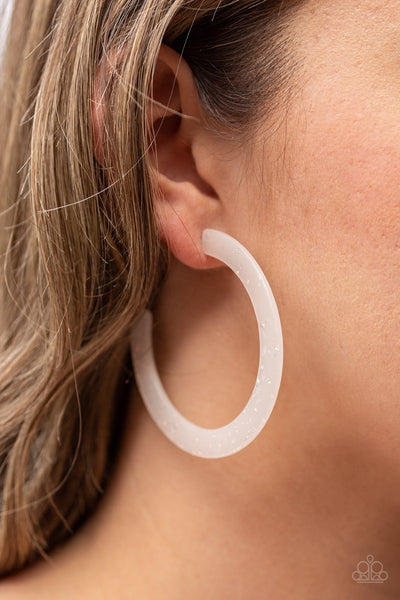 Earrings Acrylic Hoops-HAUTE Tamale - White