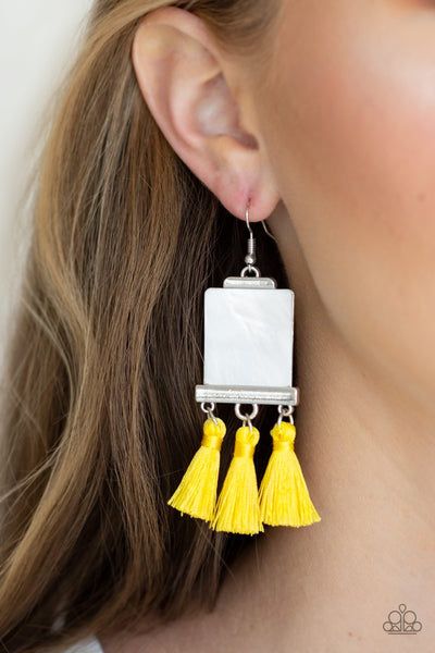 Earrings Tassel Retreat - Yellow