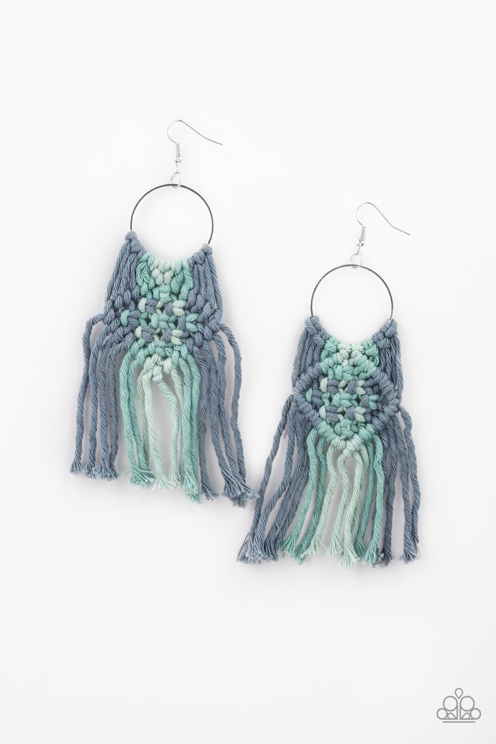 Earrings Macrame Rainbow - Blue