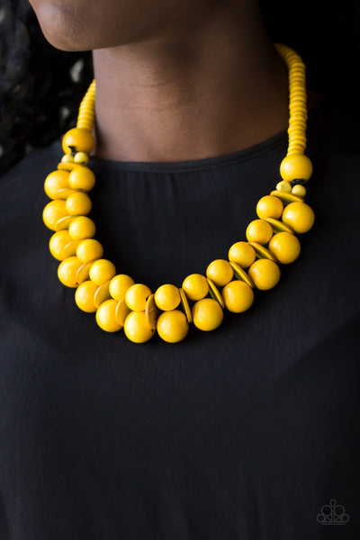 Necklace wood Caribbean Cover Girl - Yellow