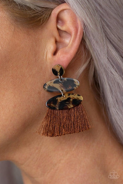 Earrings No One Likes A Cheetah - Brown
