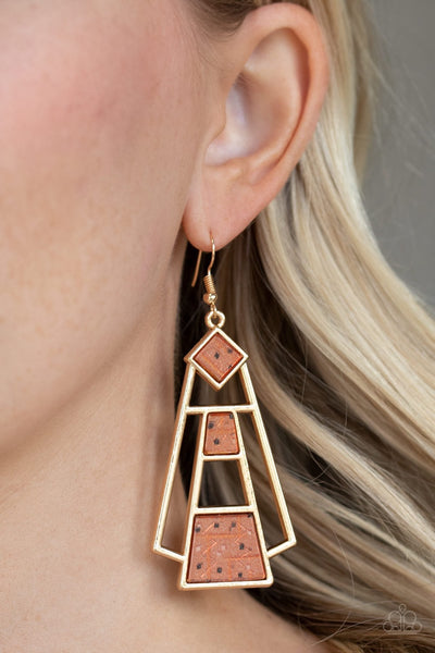 Earrings Retro Minimalist - Brown