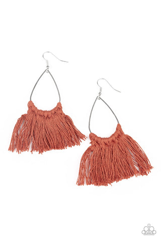 Earrings Tassel Treat - Brown