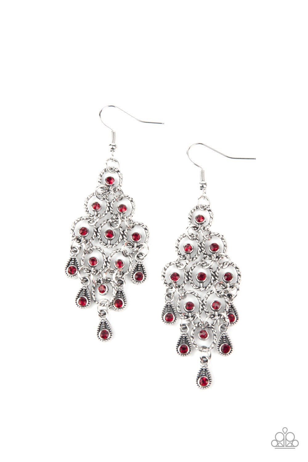 Earrings Chandelier Cameo - Red