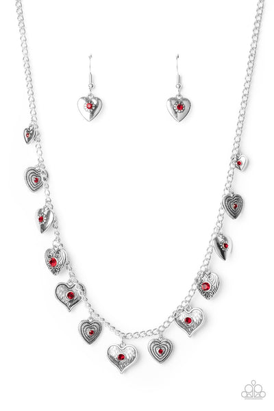 Necklace Lovely Lockets - Red