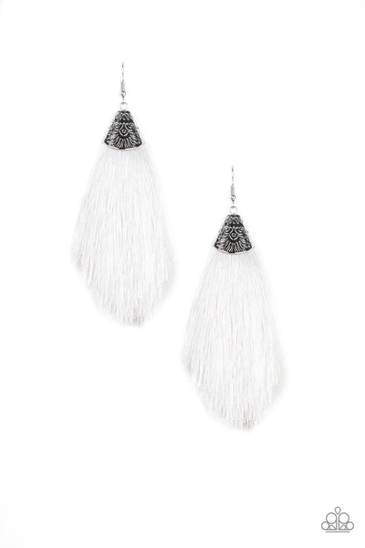 Earrings Tassel Temptress - White