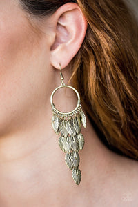 Earrings Feather Frenzy - Brass