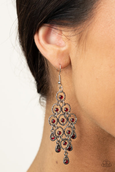 Earrings Chandelier Cameo - Red