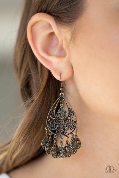 Earrings Teardrop Tempo - Brass