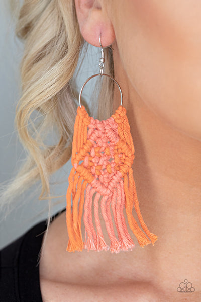 Earrings Macrame Rainbow - Orange