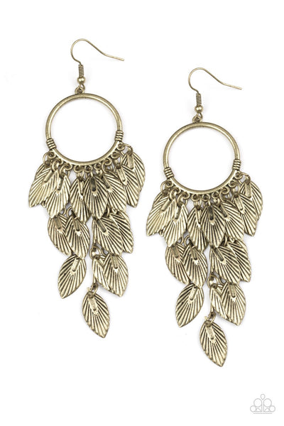 Earrings Feather Frenzy - Brass