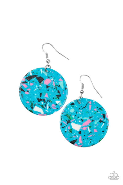 Earrings Tenaciously Terrazzo - Blue