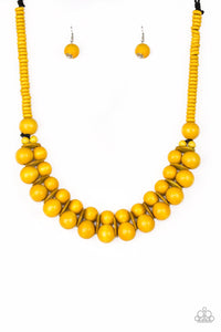 Necklace wood Caribbean Cover Girl - Yellow