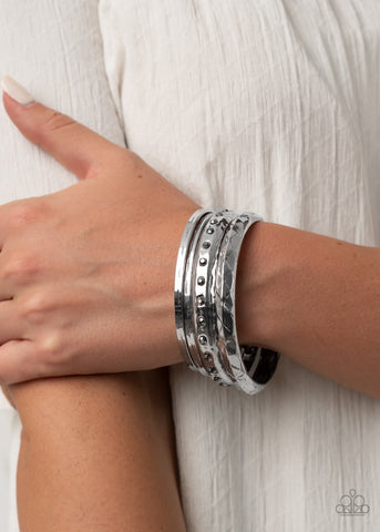 Bracelet Revved Up Rhinestones - Silver