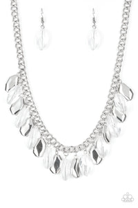 Necklace Fringe Fabulous - White and silver