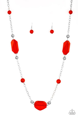 Necklace Crystal Charm - Red