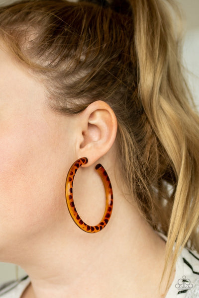 Earrings Acrylic-Miami Minimalist - Brown