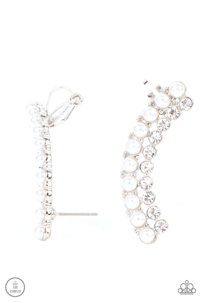 Earrings Doubled Down On Dazzle - White